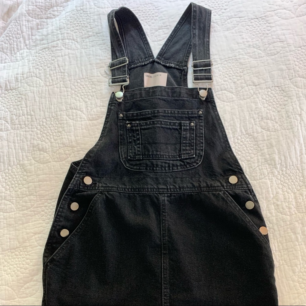 ASOS black washed denim overall dress